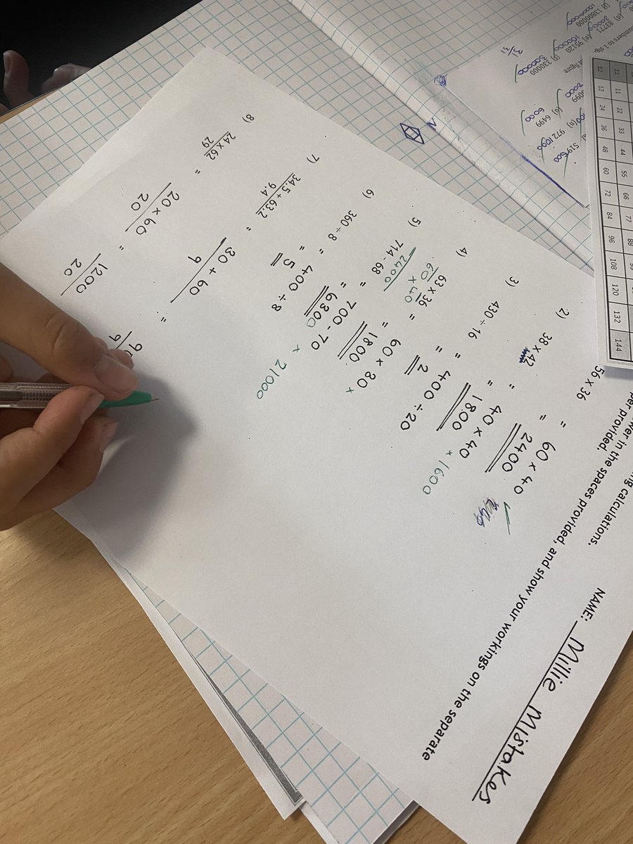 Year 8 enjoyed “peer marking” work today. A great way to consolidate learning where you can check for common misconceptions. They also loved using my green pens! <a href="/Radyr_Maths/">Radyr Maths Faculty</a> #mathseducation #curriculumforwales