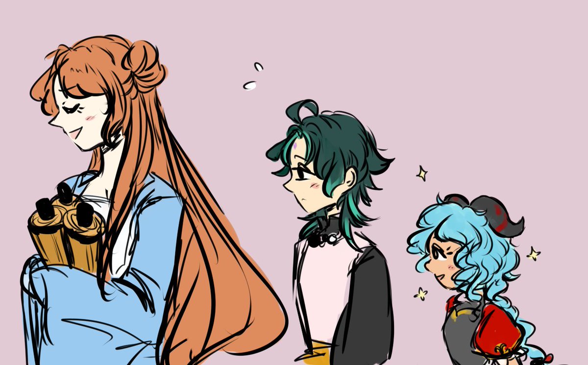 day 67: a request for xiao and ganyu following guizhong around
#Guizhong