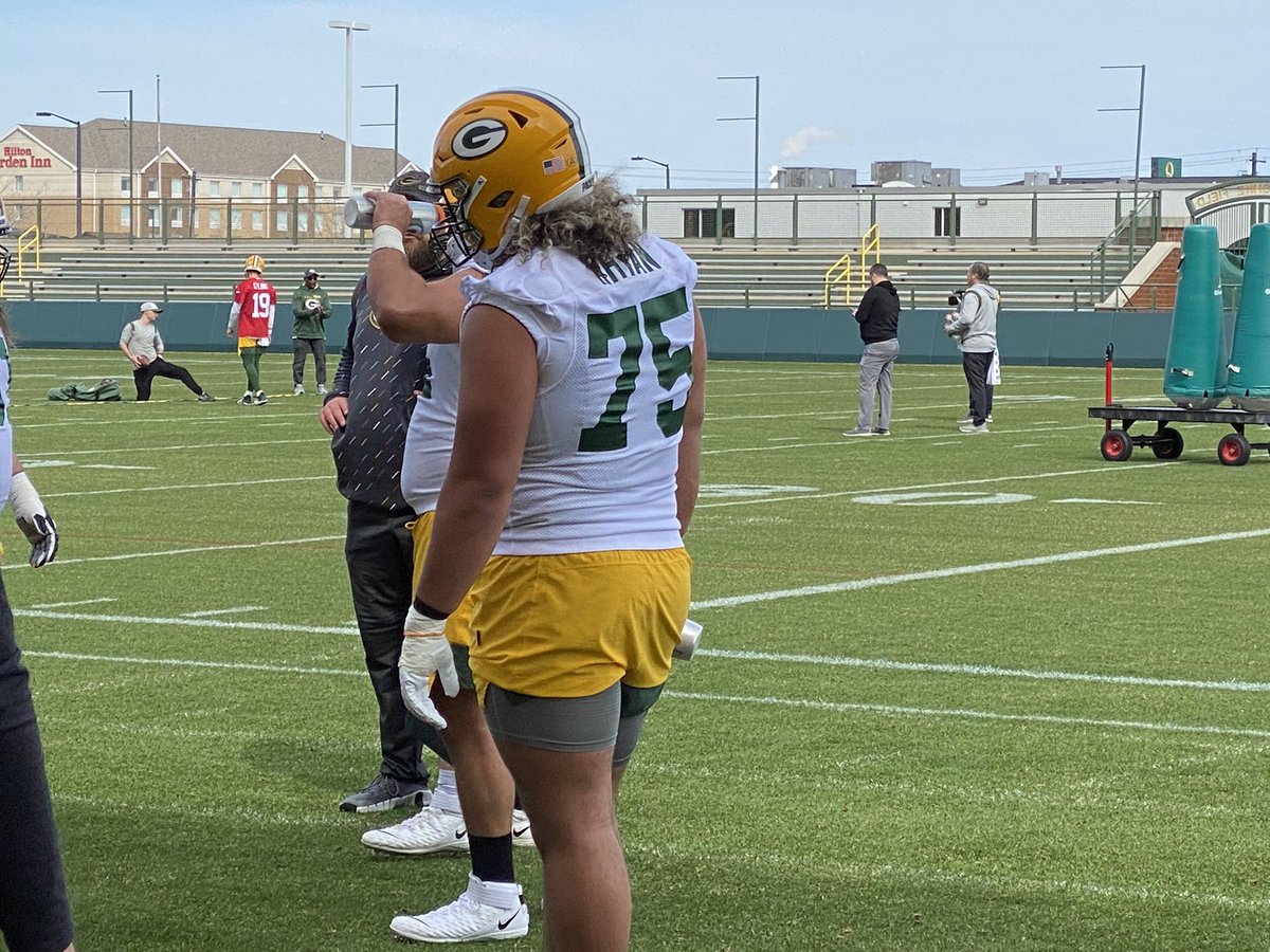 Mike Spofford on X: 'Third-round pick Sean Rhyan at #Packers rookie  minicamp.  / X