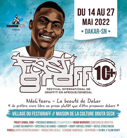 NdaoKals's tweet photo. #Festival de graffiti à Dakar.
Un des premiers en #Afrique à réunir les #graffeurs venus de tous les #horizons et de toutes les sensibilités #sociales du #monde pour #sensibiliser, #informer, et initier les #populations, surtout jeunes, #promouvoir l’#art et la #culture #urbaine. https://t.co/lifU3bfml4
