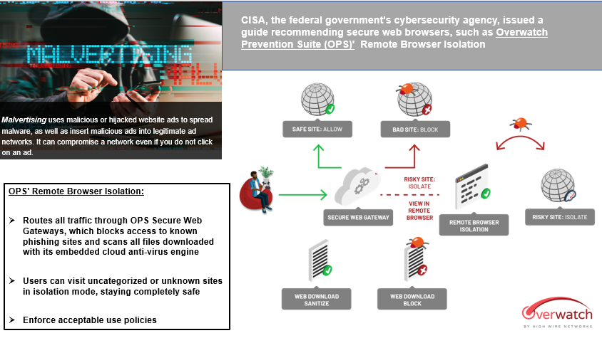 HighWireNtwks's tweet photo. #Cybersecurity #Tip: What is #malvertising and how do you block it?
#CISA recommends #securewebbrowser such as #OverwatchPreventionSuite #RemoteBrowserIsolation powered by @ZT_Edge - Zero Trust Cloud Security Platform https://t.co/bDB3J9a5lF