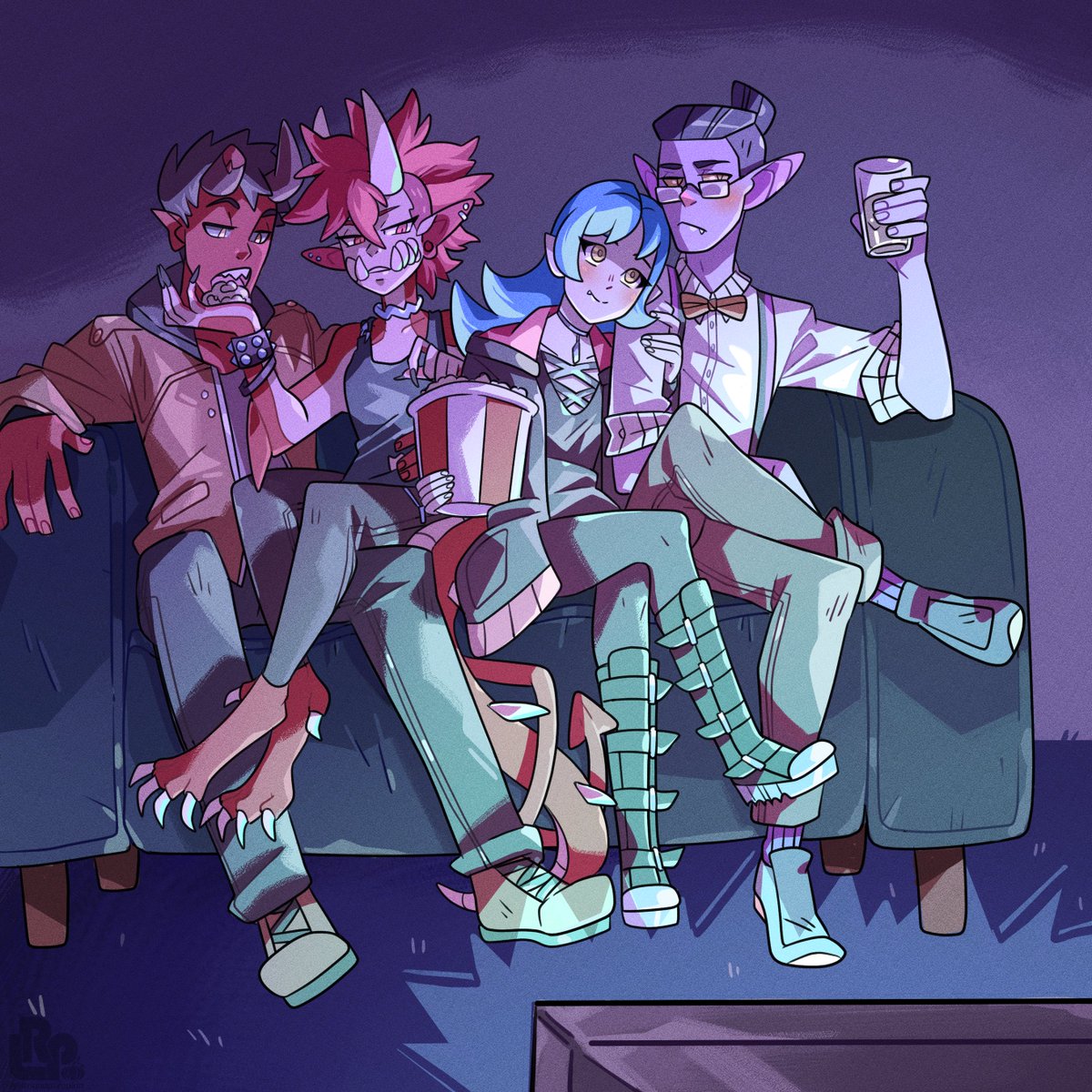 Lilroundpumpkin's tweet photo. Another recent Monster Prom commission! This time for @genespockets of their and @technocalyptic 's characters, Sonia and Dracul on a double date! #monsterprom #monsterpromdamien #monsterpromliam #monsterpromoc https://t.co/ATyxpObeBq