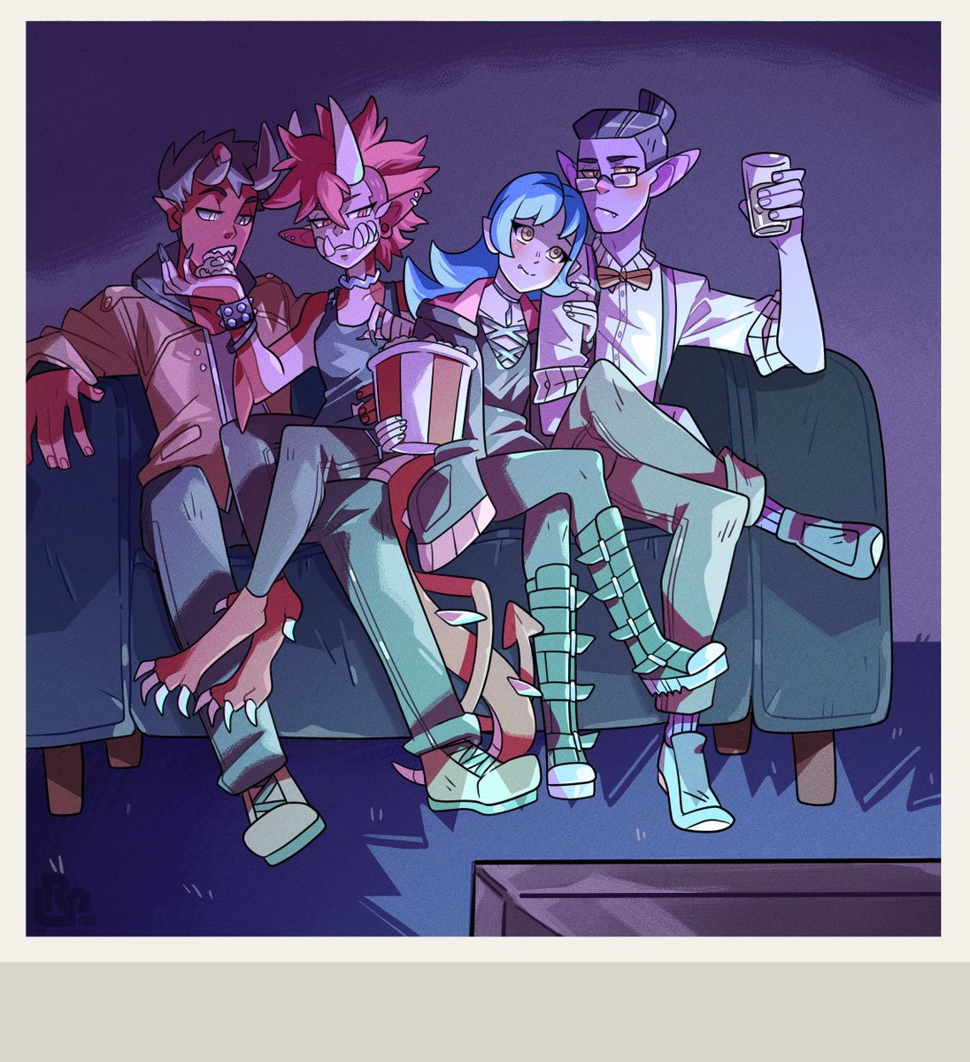 Lilroundpumpkin's tweet photo. Another recent Monster Prom commission! This time for @genespockets of their and @technocalyptic 's characters, Sonia and Dracul on a double date! #monsterprom #monsterpromdamien #monsterpromliam #monsterpromoc https://t.co/ATyxpObeBq