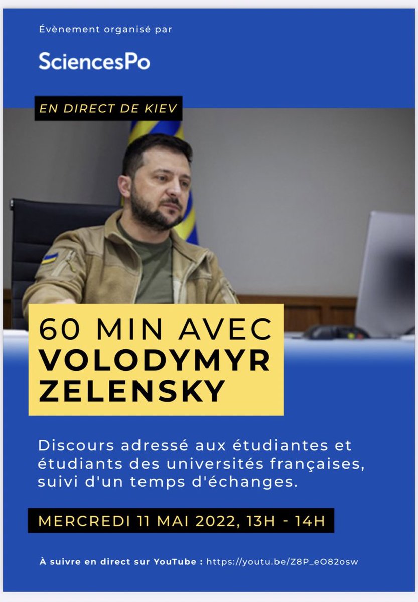 AranchaGlezLaya's tweet photo. Looking forward to hosting 🇺🇦 President @ZelenskyyUa to dialogue with students of French universities at @sciencespo @PSIASciencesPo next Wednesday - we stand for a rules based international order 

Merci Monsieur le Président 🙏

#ScPoZelensky https://t.co/gBvCGf8PTv