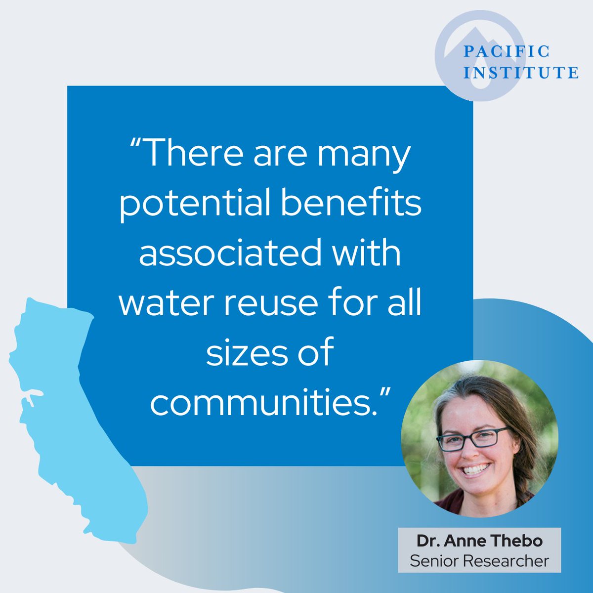 PacificInstitut's tweet photo. Dr. Anne Thebo, Senior Researcher at @PacificInstitut highlighted the potential for #WaterReuse across the state of #California, and the many benefits of reuse for communities of all sizes. Read the full report, here: https://t.co/3eT3YzgY9X #UntappedWaterPotential https://t.co/pUB6ZgD6Os