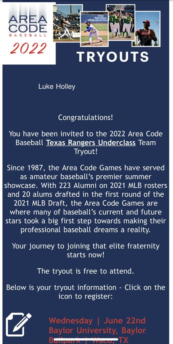 Blessed to be invited to the Area Code 2022 Tryouts!
<a href="/_stayfocused/">Gavin Wright</a> <a href="/GPSTEXASBASEBA1/">Twelve Baseball Capital City</a> @ACBaseballGames <a href="/EFND_Baseball/">GHS Eagle Baseball</a>