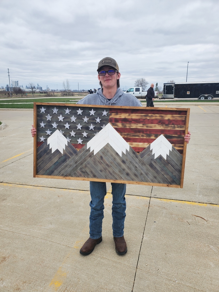 Great work done by Alec Dixon with his TV stand and Damon Cox with his American Flag project. These boys were able to show off their projects at the Industrial Technology Fair in Sheldon. Way to go!