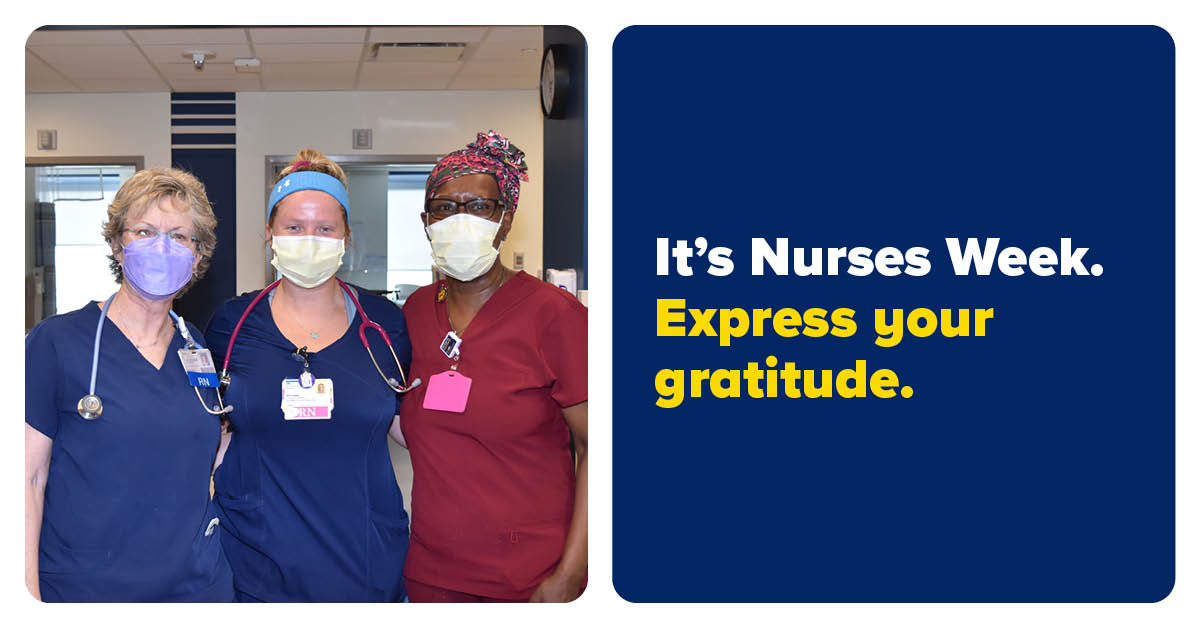 MedStarWHC's tweet photo. Who will you honor this #NursesWeek? Join us in celebrating the 8,000 nurses @MedStarHealth who are among the most compassionate individuals we know. We invite you to share a kind message or make a philanthropic gift to thank them. Express your gratitude: https://t.co/D9qxNIzP9s https://t.co/beS2uYCwsC