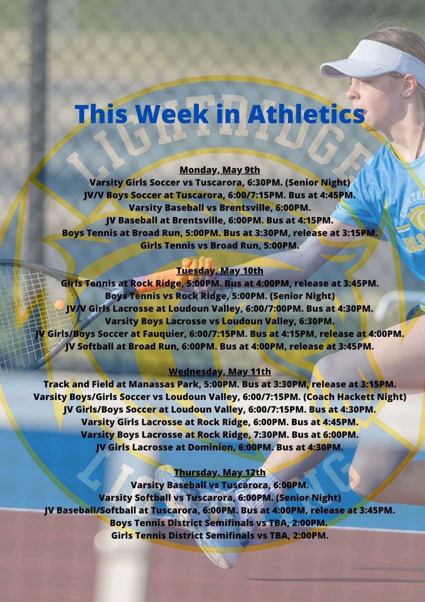 @LHSBoltsTennis <a href="/LightridgeBSOC/">Lightridge Boys Soccer</a> <a href="/LightridgeGSOC/">Lightridge Girls Soccer</a> <a href="/LightridgeBB/">Lightridge Baseball</a> @LightridgeSB <a href="/lightridgeblax/">Lightridge Boys Lacrosse</a> <a href="/LightridgeTf/">Lightridge Track & Field</a> <a href="/HitchmanRyan/">Dr. Ryan Hitchman</a> <a href="/Lightridge_LCPS/">𝐋𝐢𝐠𝐡𝐭𝐫𝐢𝐝𝐠𝐞 𝐇𝐢𝐠𝐡 𝐒𝐜𝐡𝐨𝐨𝐥</a>