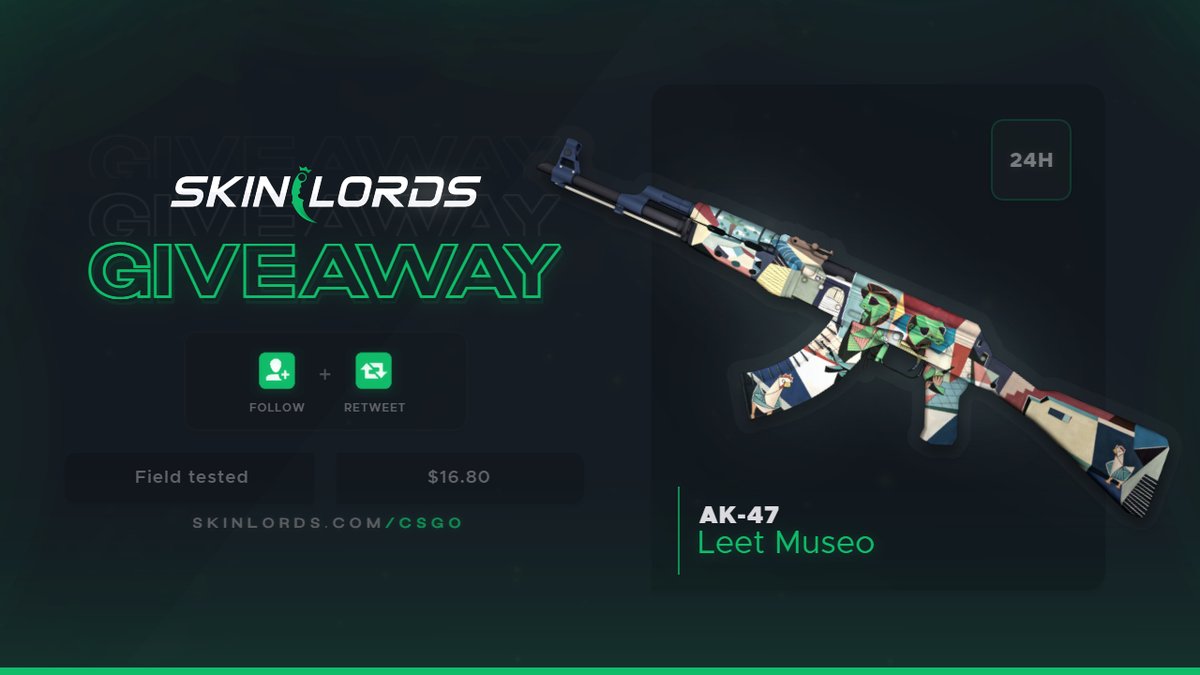 SkinLords's tweet photo. AK-47 Leet Museo 🎁 24H CSGO Giveaway!

✅ To enter:
- Retweet and Follow us
- Tag a friend

Ends in one day! Best of luck! https://t.co/tEQPMBux0M