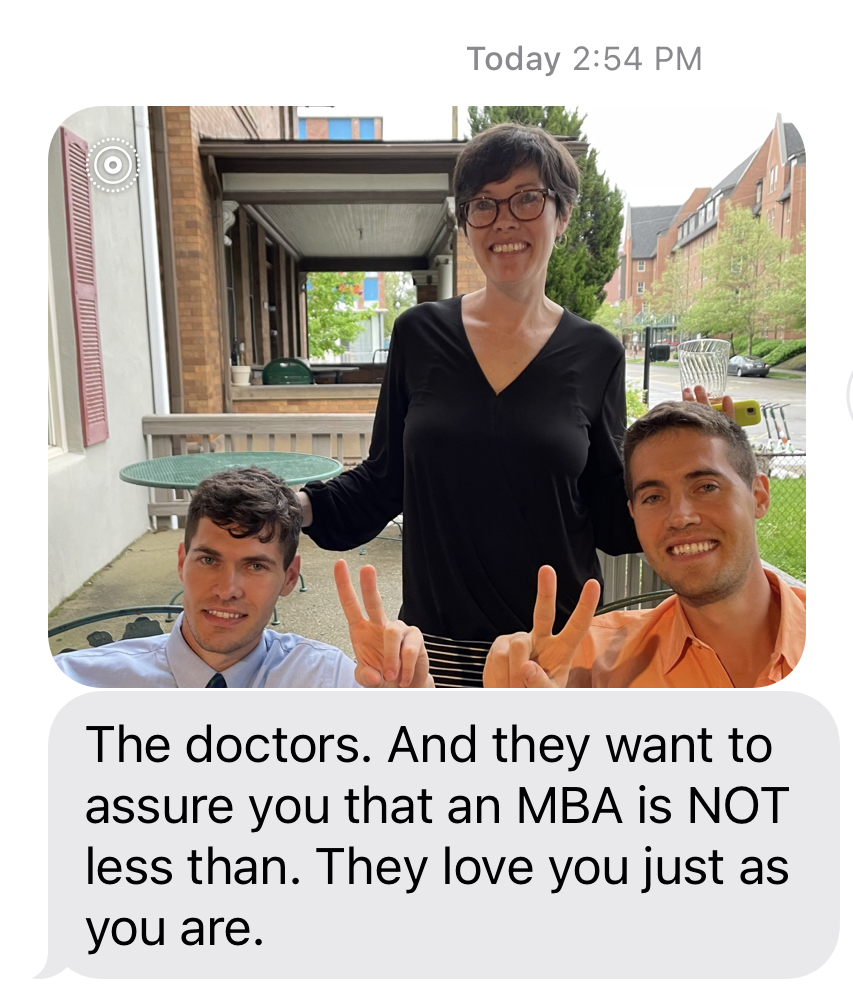 Congrats to my littlest brother, who graduated from dental school today. 

This is how my family celebrates...by finding another opportunity to rag on me. 

<a href="/Dr_DavidMiller/">David Miller, PhD</a> <a href="/Gershonicus/">Eric Gershon</a>