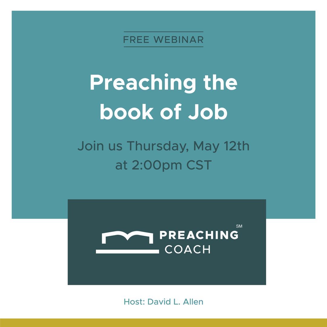preaching_coach's tweet photo. Register today for our upcoming #webinar: Preaching the Book of Job!
During the event, @DrDavidLAllen will #giveaway a few copies of his new #book Exalting #Jesus in Job.
https://t.co/dIbJzctJnI
#jesuschrist #preachingtheword #PreachingJesus #preaching #bible #bookofJob https://t.co/WFeTe4zGo6