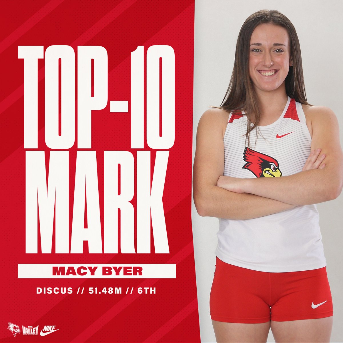 That's how it's done, <a href="/macy_byer/">Macy Byer🌻</a> 😎

Byer tosses a HUGE personal best in the discus at 51.48m (168-11) to finish third, which ranks: 

✅ No. 1 in the MVC
✅ No. 6 in the school history
✅ No. 48 in the West Region