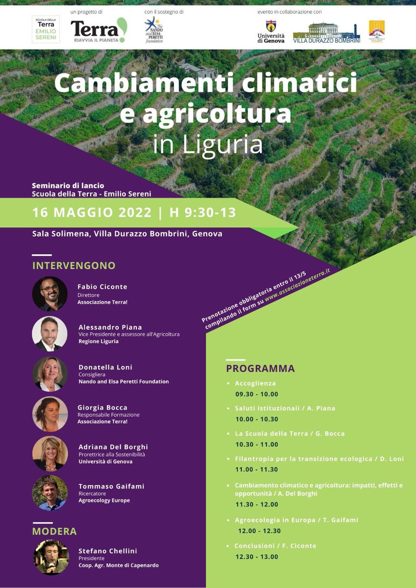 @unigenova al Seminario Cambiamenti Climatici ed Agricoltura in Liguria organizzato da @terra_aps
@adelborghi #ProrettriceSostenibilita 
#CambiamentiClimatici #Agricoltura
unigesostenibile.unige.it/node/356