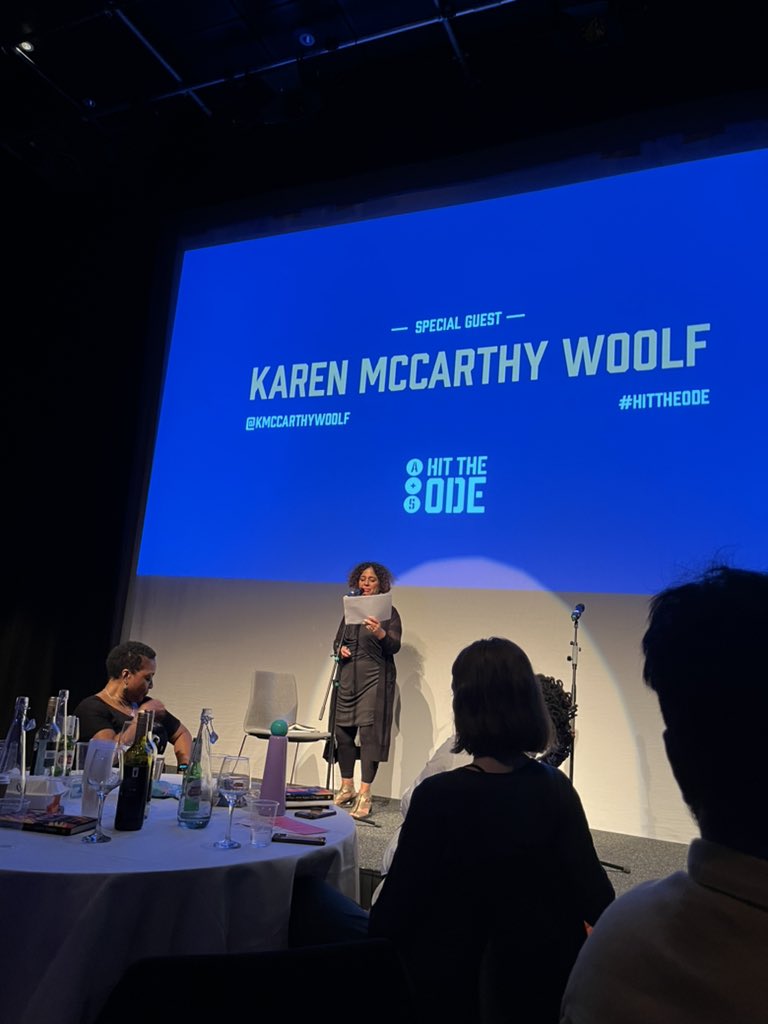 WasafiriMag's tweet photo. Wasafiri friends @KMcCarthyWoolf, @NickMakoha, @DzifaBenson set the stage on fire tonight, celebrating the launch of #MoreFiya edited by Kayo Chingonyi (@canongatebooks) #HitTheOde @ApplesAndSnakes 🔥 https://t.co/bIoMzgsk1j