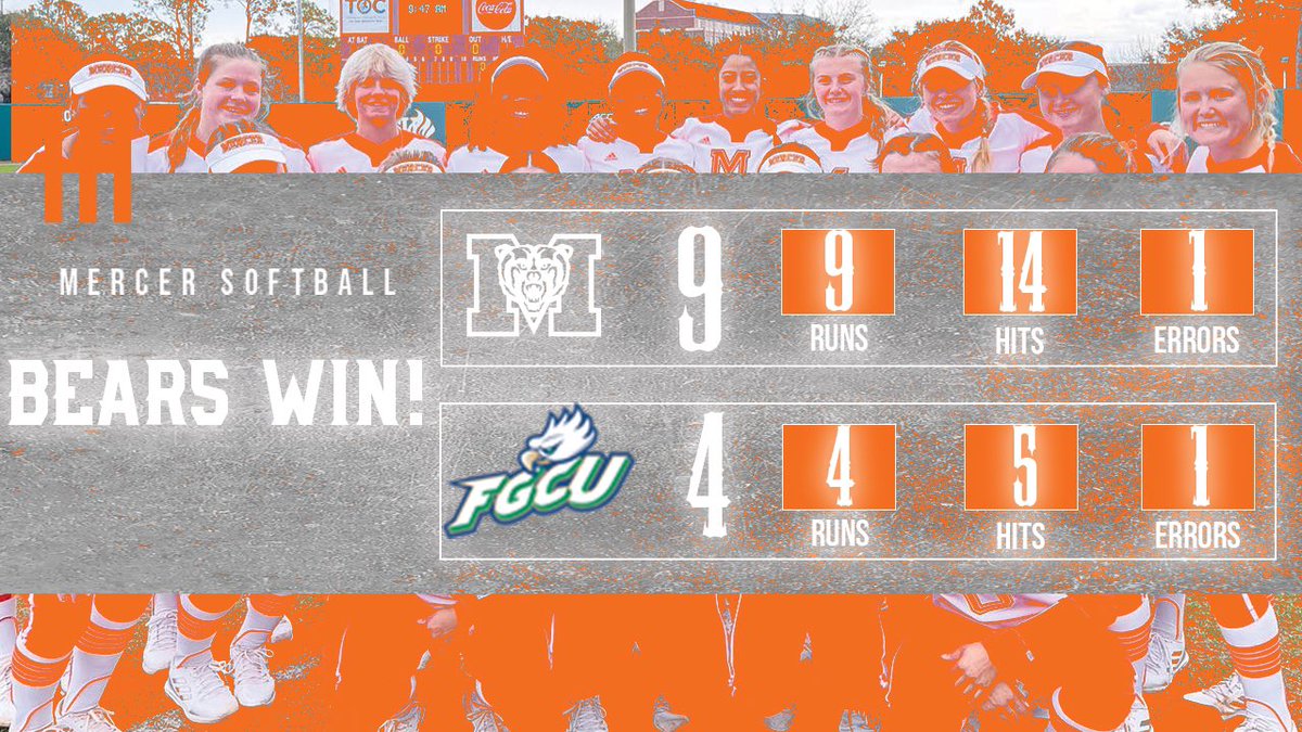 MercerUSoftball's tweet photo. Coach Fico said it best, a team with no quit. 💪🏼

Bears WIN!!! 

#LighttheBridge | #RoarTogether https://t.co/vd2TFWF24R