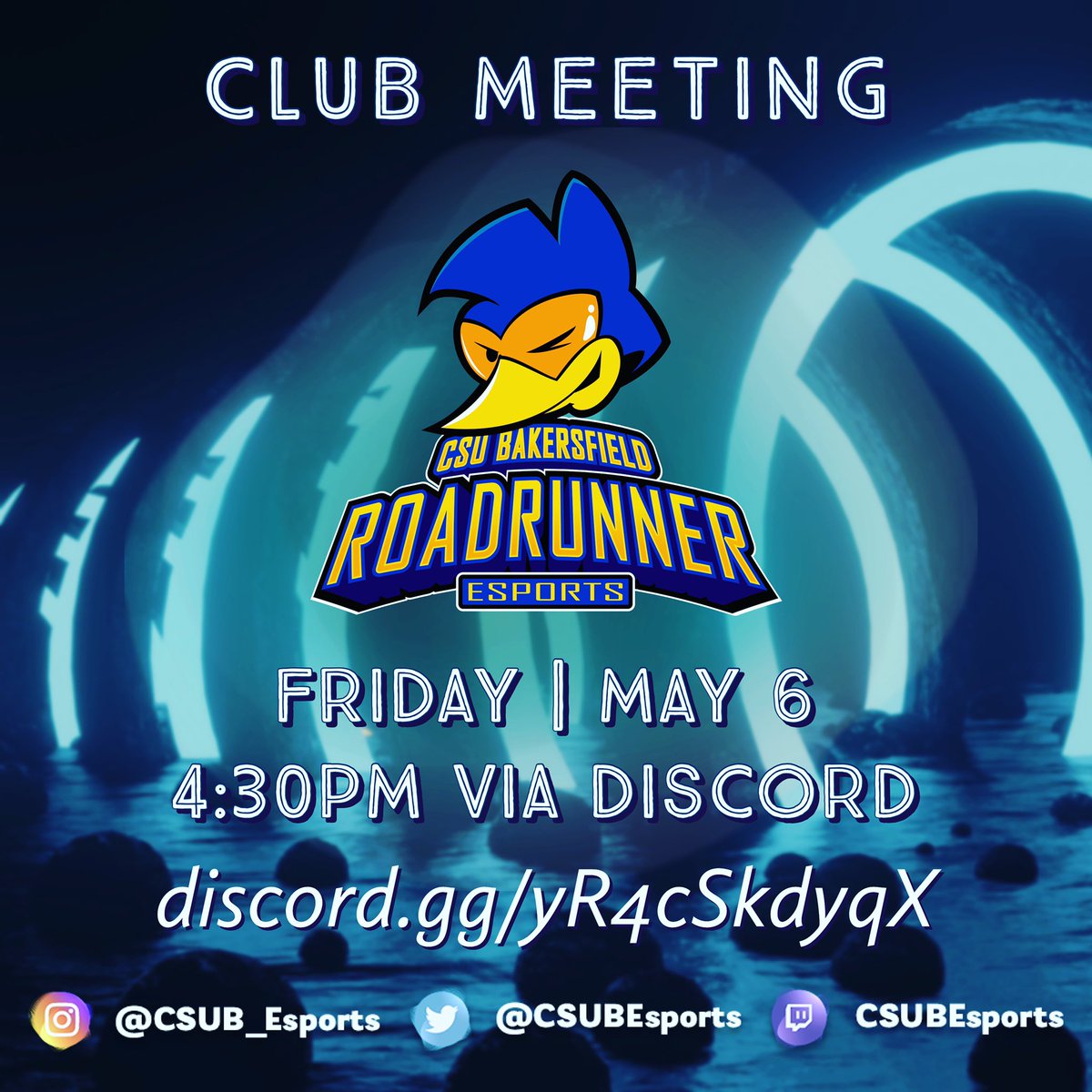 CSUBEsports's tweet photo. Meeting today @ 4:30pm via Discord!

#csub #csubesports #csuesports #csubspring2022 https://t.co/dW1AvjubIn