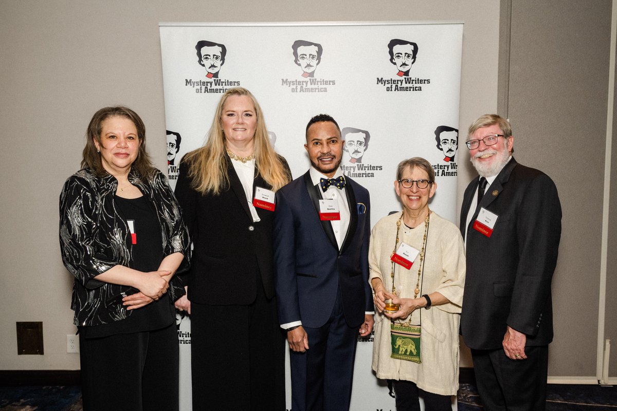 tbkies's tweet photo. I was very proud to be in this crowd, the nominees for the Sue Grafton Memorial Award at the Edgars last week. #tracyclark #elizabethbreck #KweiQuartey #SJRozan #writingcommunity #edgars #mwa https://t.co/ji2zdwXG4H