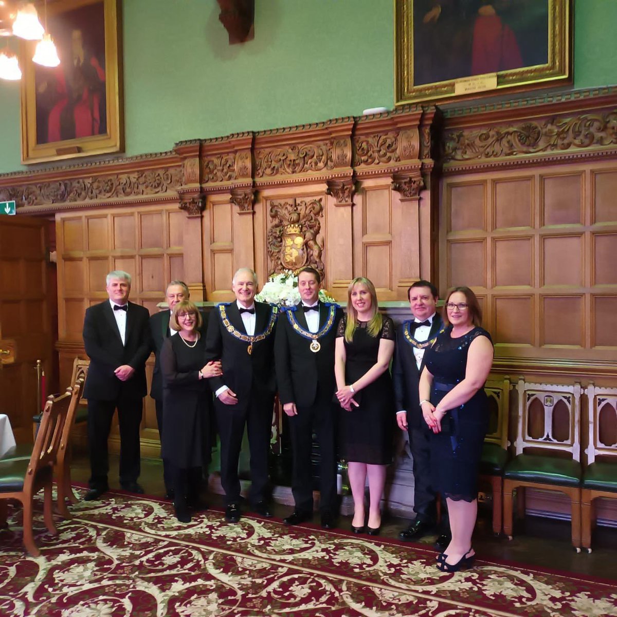 TheSquareMag's tweet photo. The Square Magazine #masonic update RT: @CheshirePGL… #freemason #freemasonry #masons... The Head of Cheshire Freemasons Stephen Blank and other senior members including Chris Renshaw and Stephen Christian attended a wonderful event at the Lord Mayor… https://t.co/OlChgGks63