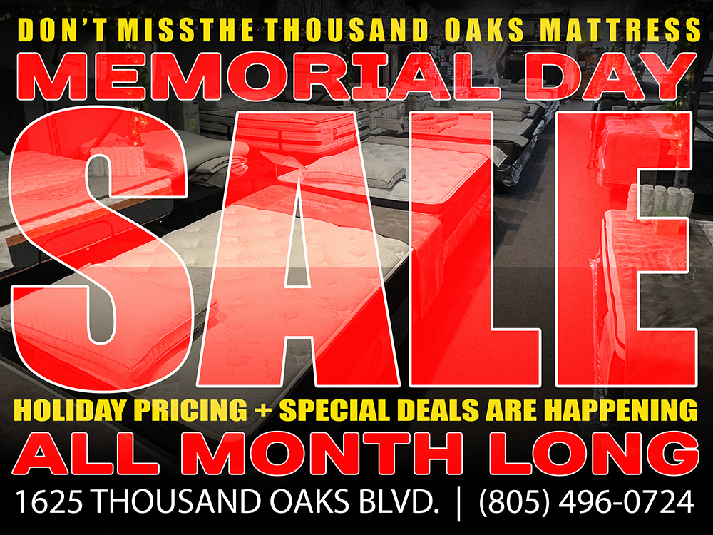 TOmattress's tweet photo. The Thousand Oaks Mattress Warehouse 2022 Memorial Day SALE is HAPPENING NOW and goes all month long instead of being limited to a single weekend as we normally do. PLEASE CALL TO MAKE AN APPOINTMENT - LISTED HOURS OF OPERATION NOT GUARANTEED DUE TO UNFORSEEN CIRCUMSTANCE https://t.co/wbIpIHW45C