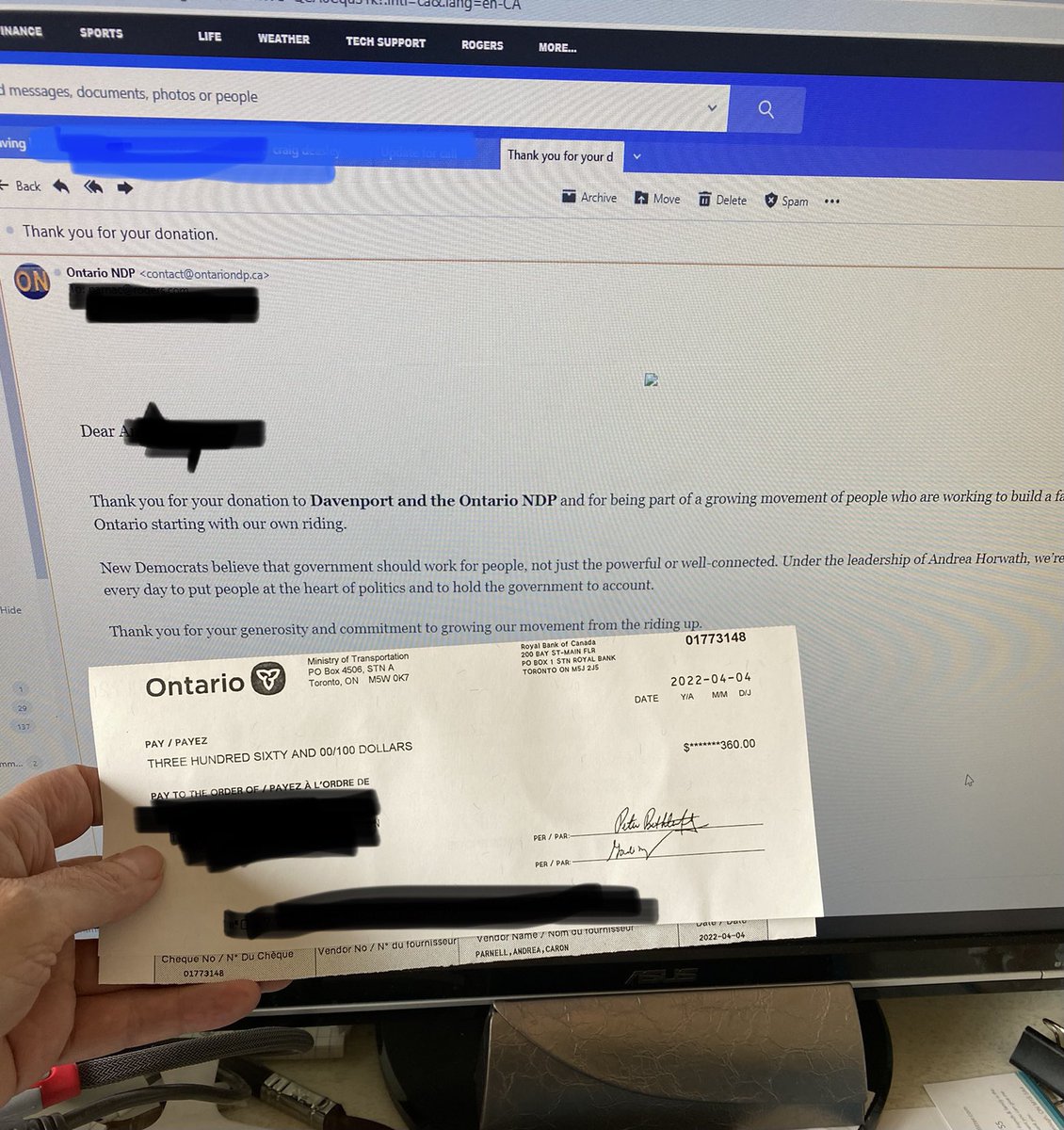 parnac123's tweet photo. @fordnation thank you for my politically transparent ridiculous license plate rebate.  I have donated it to @maritstiles for re-election! https://t.co/hEN2Zq9AM1