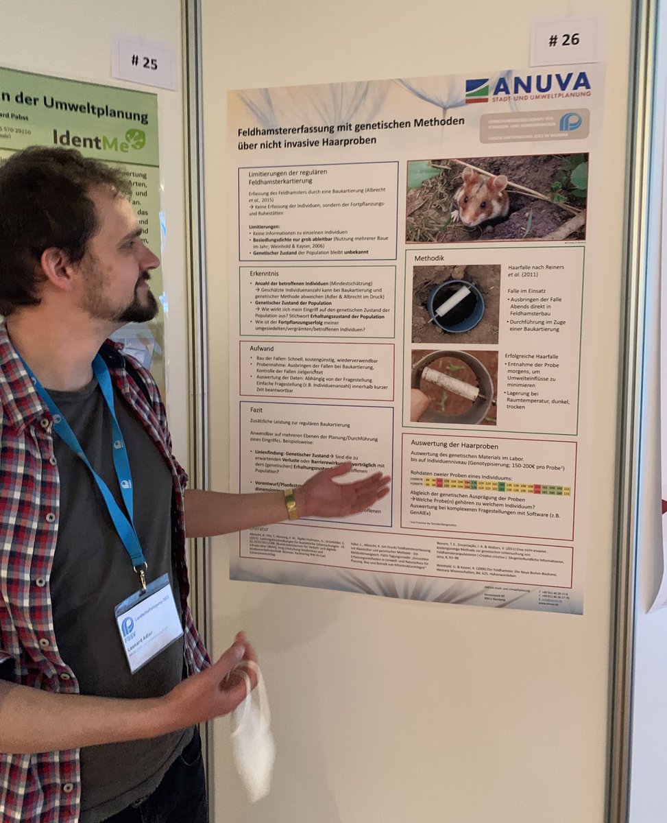 klaus_albrecht's tweet photo. Wir danken Leonard Adler für das informative Poster über die #Feldhamster #Erfassung mit genetischen Methoden zur #Landschaftstagung der #FGSV_eV in #Weimar https://t.co/J7dN7UXGTY