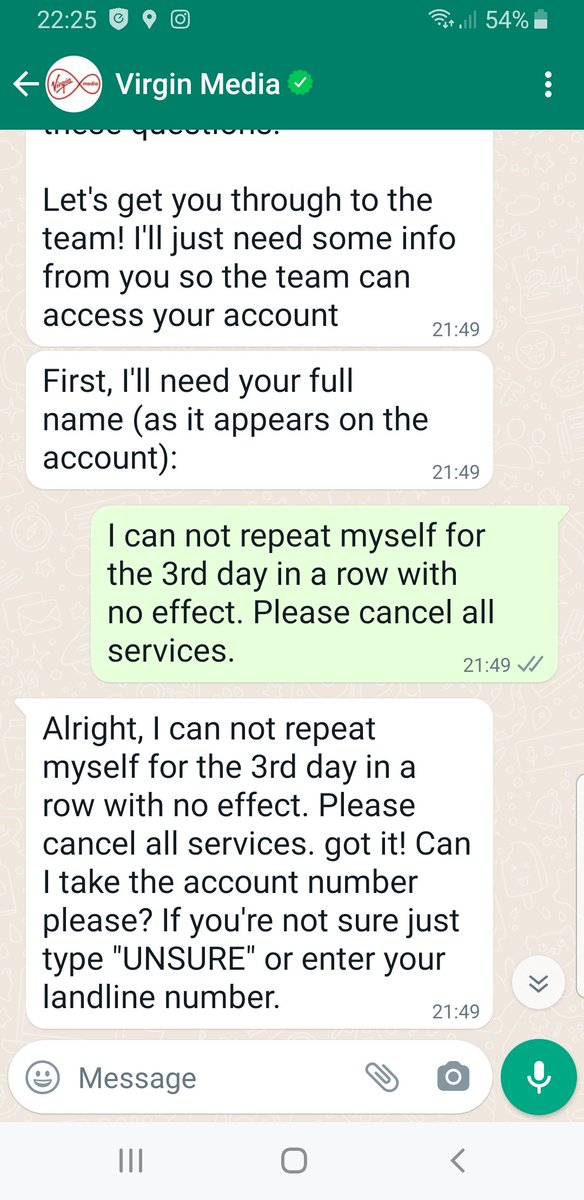 thecoolerking2's tweet photo. @virginmedia Is this your normal level of customer service? Somewhat disappointing. Is anyone able to offer genuine help please? https://t.co/WHKUz96nUY