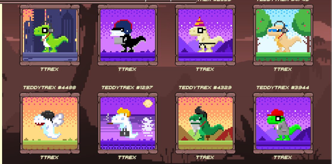 bebopsz's tweet photo. One of these Teddy T-Rexs could be yours! Chosen at random along with the winner! Be sure to post your proof of participation in my PINNED giveaway thread and read ALL instructions. 1 entry per person. FP rising as we speak. #WAGMI #GiveawayAlert @PixeldustNFT #SolanaGiveaway https://t.co/BFbjiEAj4d