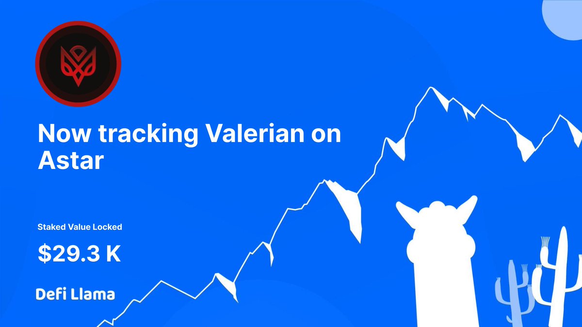 Now tracking <a href="/valeriandefi/">Valerian | $ASTR</a> on <a href="/AstarNetwork/">Astar Network</a> 

Valerian is a high yield DEFI + Ticket System based project which has several use case in addition to customary Defi solutions.

defillama.com/protocol/valer…