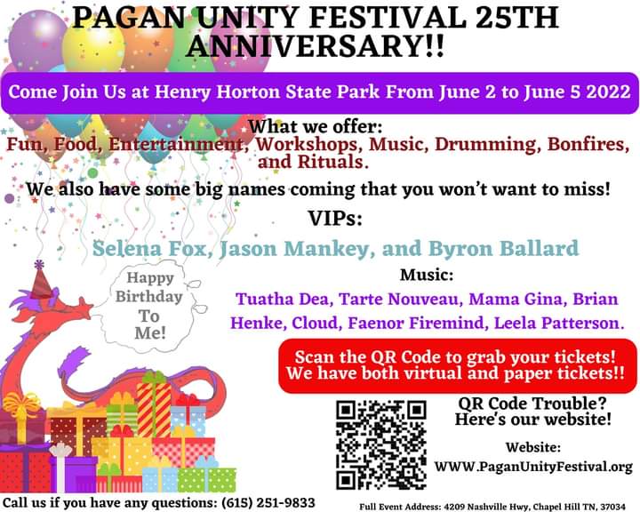 Selena_Fox's tweet photo. Join me &amp; others at 2022 #PaganUnityFestival @paganunityfest June 2-5 at Henry Horton State Park, Tennessee, USA. Workshops, Rituals, Concerts, Drumming, Bonfires &amp; More! Celebrating PUF's 25th Anniversary! https://t.co/tIuIf4VVeQ https://t.co/v7oJ9mTnq8