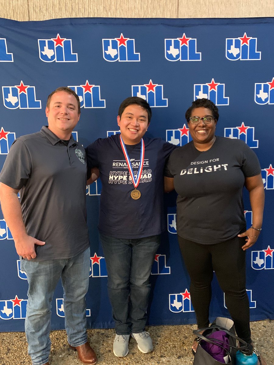 Congratulations to our very own <a href="/Jhuang114/">Jonathan Huang</a> for placing 5th at UIL State for Computer Applications!! We are SO PROUD of you and your hard work!! So glad to see the support from <a href="/JayDMaydeCreek/">Jay Decker</a> and Ms. Hammond right by this bright gentleman’s side!!🏅🏅 #MaydeForThis