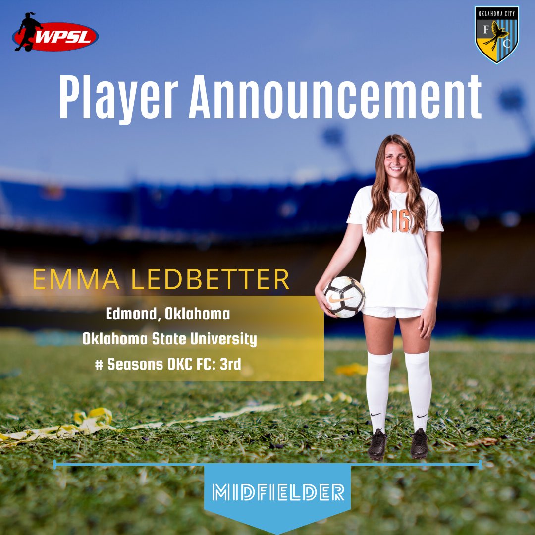 OklahomaCityFC's tweet photo. ❗️Player announcement❗️
Returning to Oklahoma City FC for the 2022 season is EMMA LEDBETTER⚽️👏🏼 If you would like to see Emma back on the field this summer, don’t wait to get your tickets! Tickets are available at https://t.co/dkm7IA2CWc https://t.co/TeVdO2Xc2a