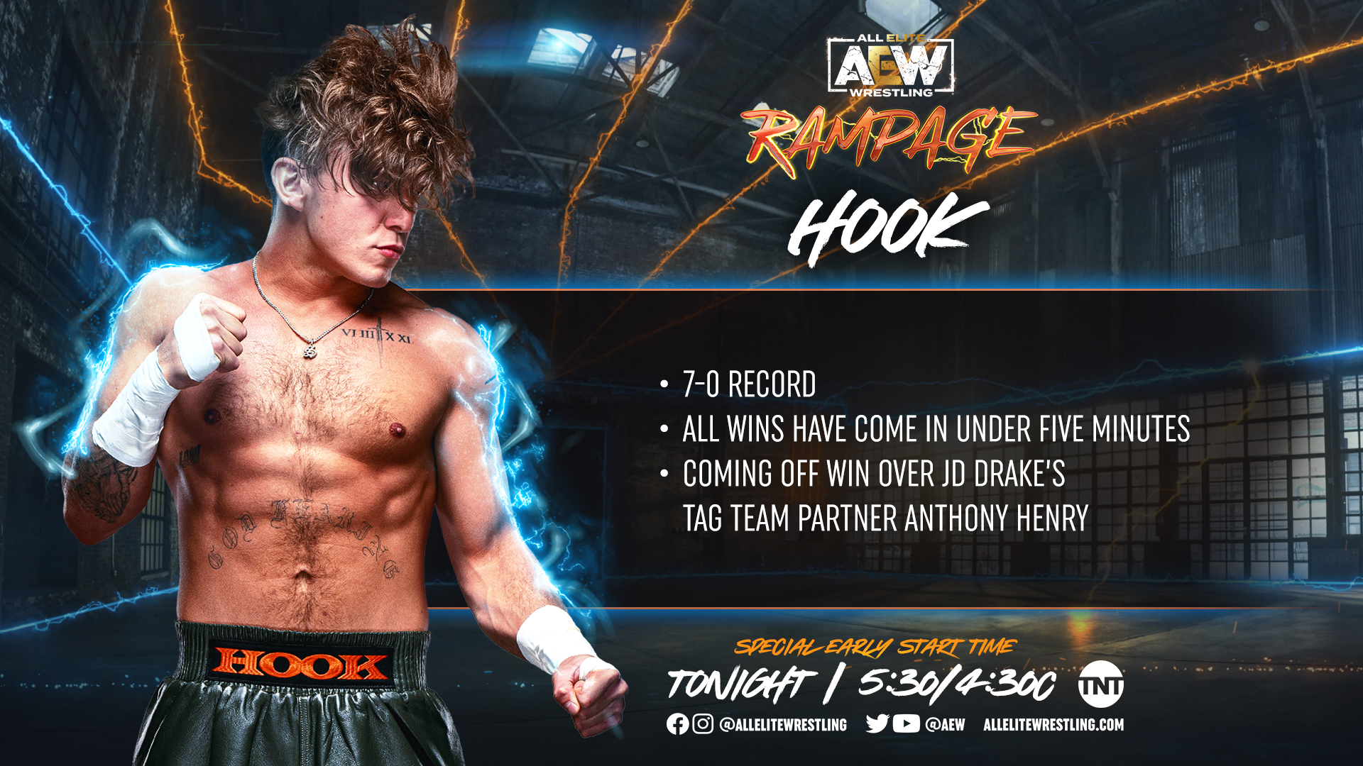 All Elite Wrestling on X: #HOOK @730Hook vs. @RealJDDrake next on  #AEWRampage. Watch the action on @tntdrama!  / X