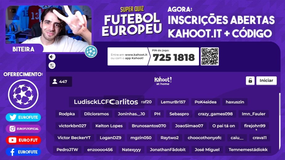 Euro Fut • 𝙁𝙪𝙩𝙚𝙗𝙤𝙡 𝙀𝙪𝙧𝙤𝙥𝙚𝙪 on X: QUIZ DE FUT EUROPEU COMEÇA  AGORA! Inscrições fecham em 5 minutos! Vem participar, é grátis e tem  premiação:      / X