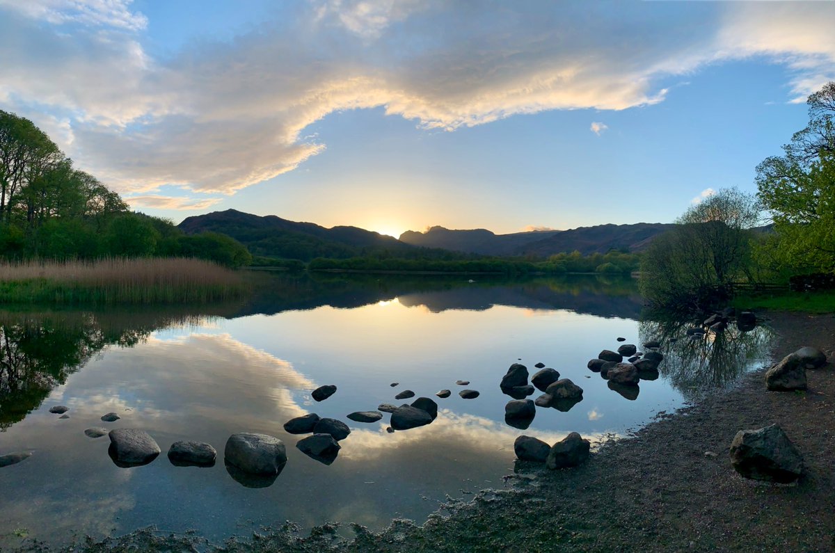 ChrisArmishaw's tweet photo. Fine end to the day at Elter Water looking back to Harrison Stickle, earlier in the day managed the Caldbeck Fells and Great Calva (five hours in the rain and completely drenched) #carrockfell #highpike #knott #greatcalva #wainwrights #LakeDistrict #cumbria #notjustlakes https://t.co/BdOFIdRzkl