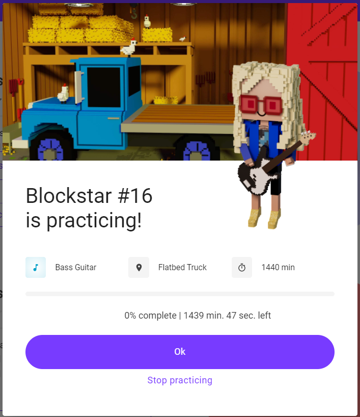 KioNFTguy's tweet photo. Just put my blockstar to practise for 24 hours. See you tomorrow bud! @blockstarsgame https://t.co/noAV9F97Xk
