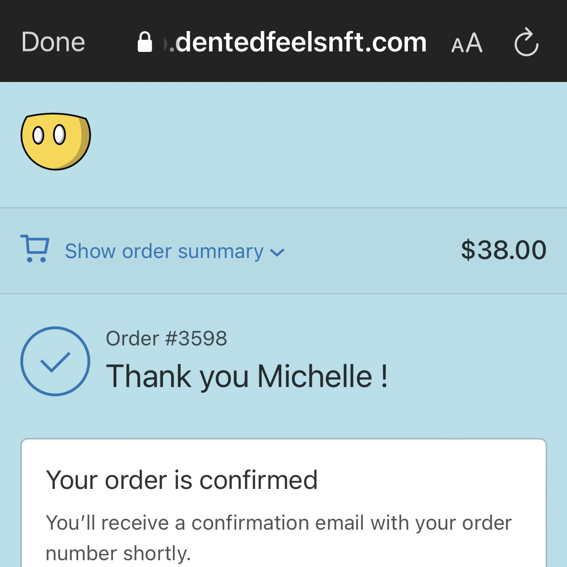 Mishizzle_421's tweet photo. #DentedDrip #DentedFeels #DentedNotBroken 
Got some merch! 
Next thing I need, is the NFT! Baby steps. 😅😜 @DentedFeelsNFT https://t.co/A61Nw1xpQy