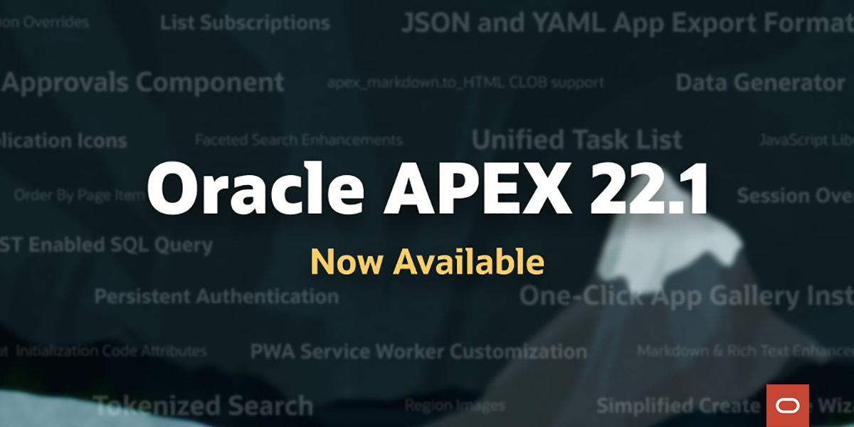 OracleDevs's tweet photo. .@OracleAPEX 22.1 is now available! This release brings:

✅ Approvals &amp; Unified Task List
🌟 Simpler Page Wizards
🧞 Data Generator

…and much more! #orclapex https://t.co/9n6GKvf94F https://t.co/Tkgo6sSP8Q