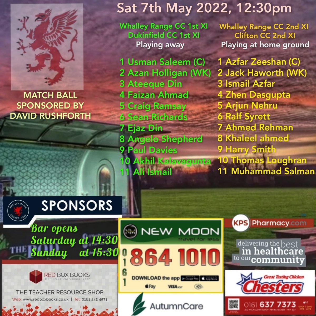WhalleyRangeCC's tweet photo. Teams in for tomorrow. Go well Range💪🏽 https://t.co/0FKKKpXNon