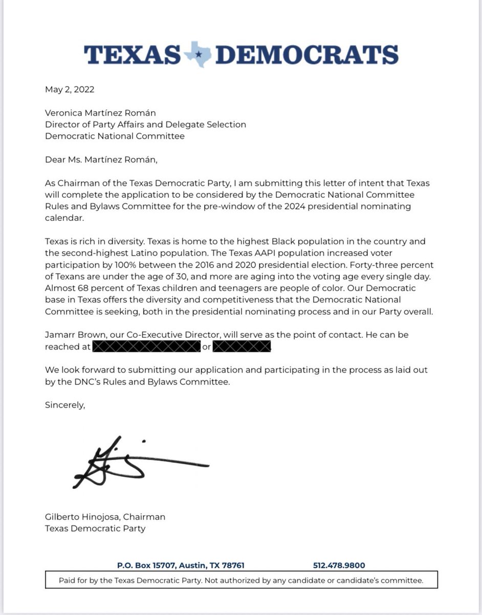 dspeightfortx's tweet photo. @texasdemocrats has sent our letter notifying the DNC Rules &amp; Bylaws Committee, on which I serve, that Texas would like to host our primary in the early window in 2024. This is just the beginning of the process… https://t.co/wc1pbLl3FU