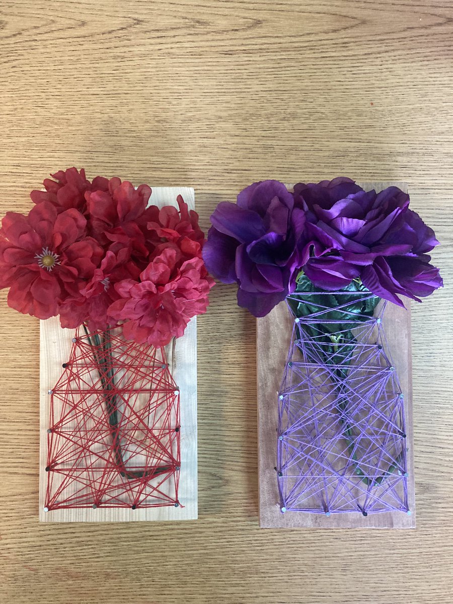 MsVPerera's tweet photo. Thank you @metalelliott for putting together this project for my class! It definitely was a marathon: sanding, staining, hammering and stringing… but we completed it, just in time for Mother’s Day! #sd33learns https://t.co/wH6ayEnohB