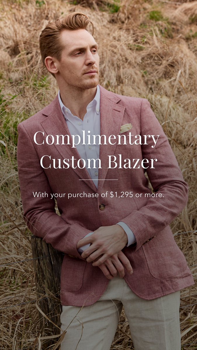 KnotStandard's tweet photo. Earn a Complimentary Summer Blazer with a purchase of $1,295 or more. Embrace the color, widen your wardrobe, and build a custom blazer that clearly states your intentions this season–it’s all about being bold.

Head to the link in bio for more. #KNOTSTANDARD https://t.co/gPBms9c6NR