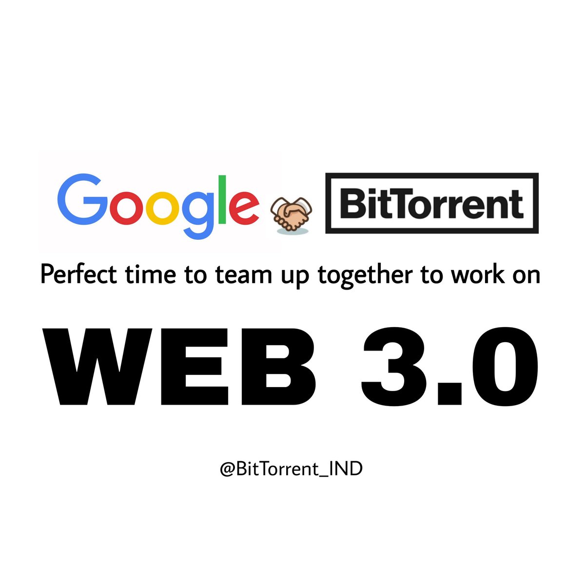 upland_ind's tweet photo. I wish @Google to team up with our @BitTorrent to build #blockchain and #Web3 apps
Because @BitTorrent already having a worlds largest popular and fastest growing own #blockchain technology 
with this idea 💡 @Google @BitTorrent both can make them self stronger 💪.
#BTT #Google https://t.co/eUWD4rlRYh