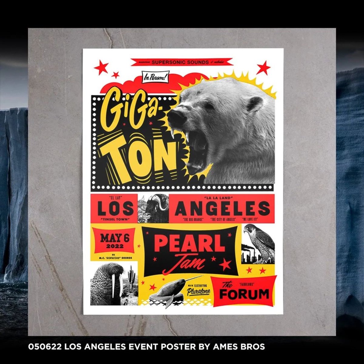 JeffAmentsArmy's tweet photo. #Repost @mrtsurt
・・・
Growl. It's Night 1 of @pearljam in Los Angeles. Tonight's great event poster is by @amesbros
#PJLA 2022 https://t.co/FoowLjjAkc