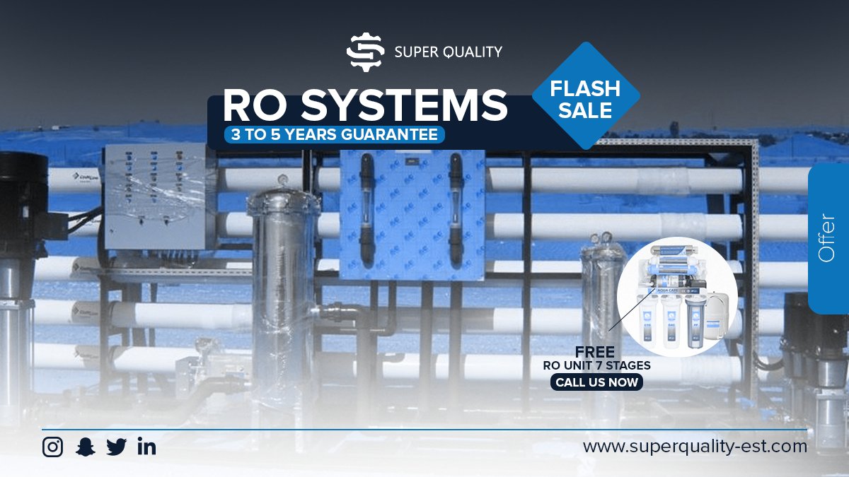 SuperQualityEst's tweet photo. Special Offer
Get A guarantee from 3 to 5 years on our RO system and a free water filter… Contact us now
مفاجأة لعملائنا الكرام
ضمان من 3 إلى 5 سنوات على جميع محطات تحلية المياه وفلتر تنقية مياه منزلي هدية… تواصل معنا الآن

#سوبركواليتي #SuperQuality https://t.co/6uczyYMDDQ
