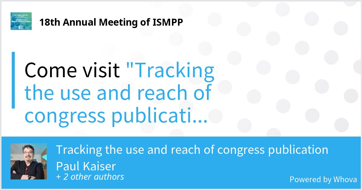 paulkaiser's tweet photo. Come check out our Poster at 18th Annual Meeting of ISMPP. #ISMPPAnnual2022 https://t.co/McbAqZKZ0k