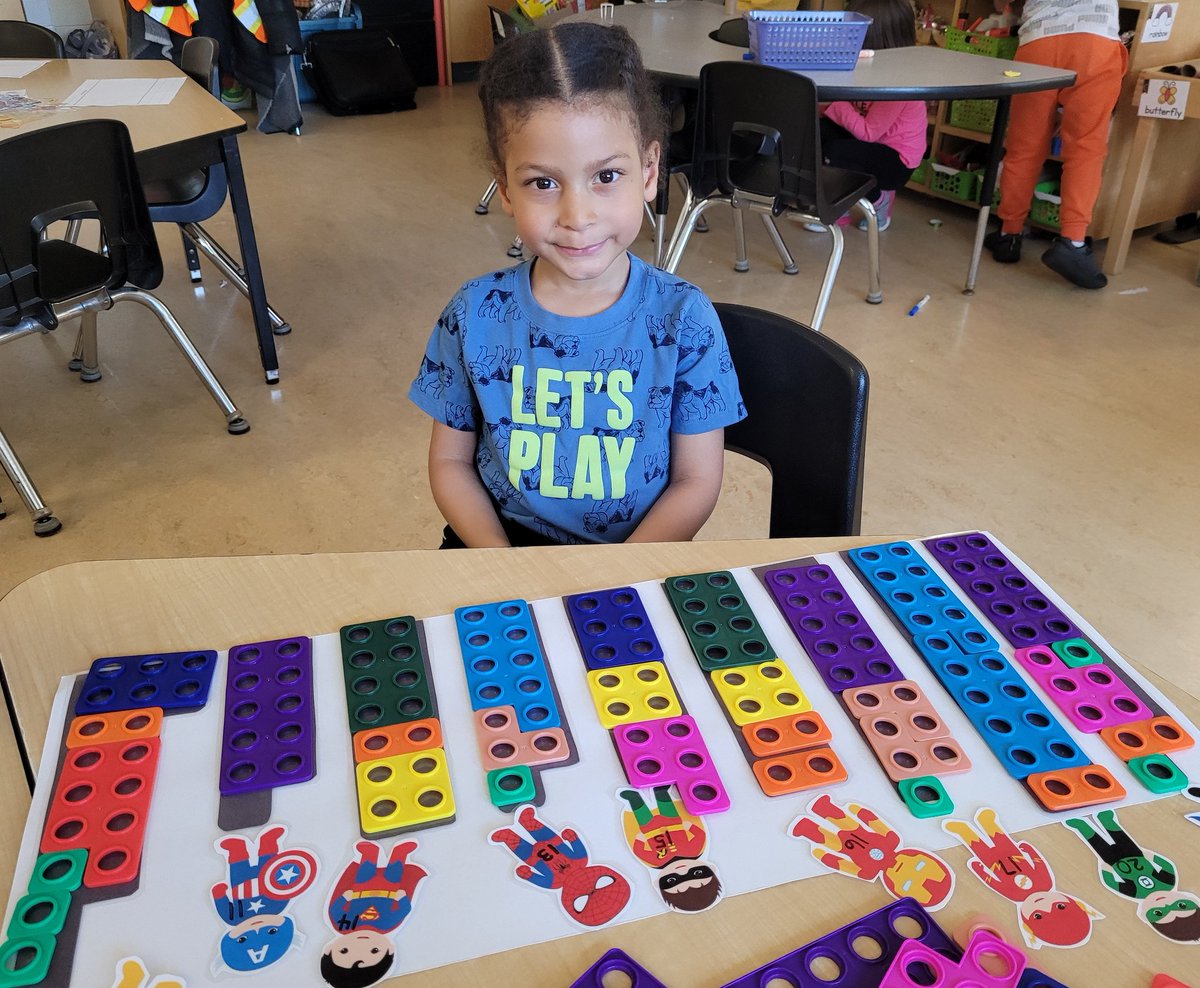 Connecting our love of Superheroes and #math in #kindergarten.  Using numicons, students had to solve spatial puzzles to build a superhero city.  Then they had to count the windows to match the numbered superhero with it.  Such a huge hit in the classroom! <a href="/JAMMustangs/">McWilliam Mustangs</a>