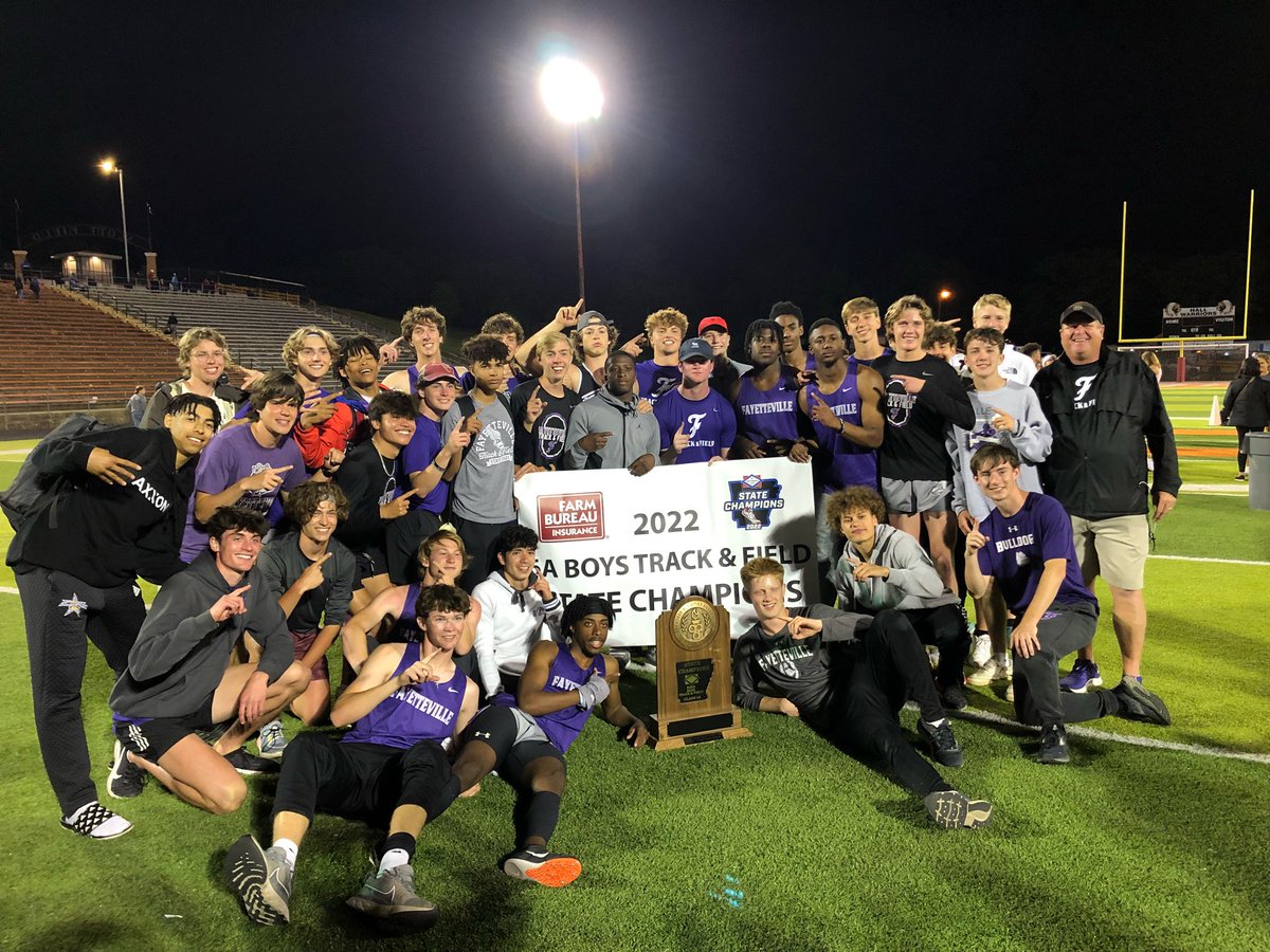 FayBulldogs's tweet photo. Congratulations to our Girls &amp; Boys @FayBulldogsTF Teams! 6A STATE CHAMPIONS! #PurpleReign https://t.co/sQfCVVp1xc