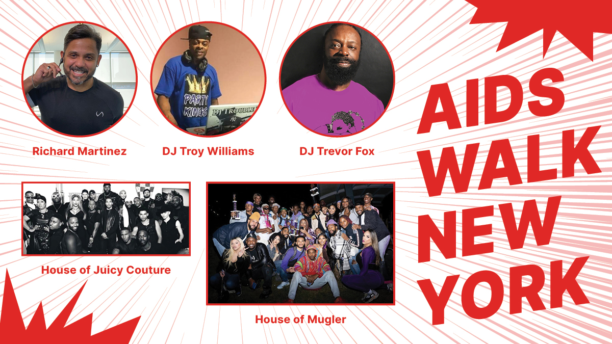 GMHC's tweet photo. #AIDSWalkNY is May 15! Join Richard Martinez @9AM Zumba, then Opening Ceremony @9:15AM. DJ Troy Williams starts Walk @10AM! DJ Trevor Fox kicks off🕺🪩Party @11:45AM &amp; House of Juicy Couture+House of Mugler vogue @1:45PM. Find out total 💵 @2PM! Join us! https://t.co/iq8Zo8Oubp https://t.co/xerlbxCo3c