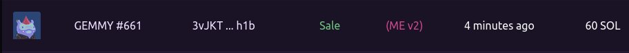 GemmyClub's tweet photo. Wow! A Gemmy just sold for 60 SOL! 👀 Congrats to the buyer and the seller!

What a way to end an amazing week! 🚀🚀 https://t.co/IrfTMdIGhw